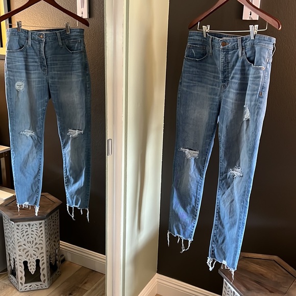 Madewell Denim - 🎉Madewell, Curvy, High-rise, skinny, light blue distressed jeans